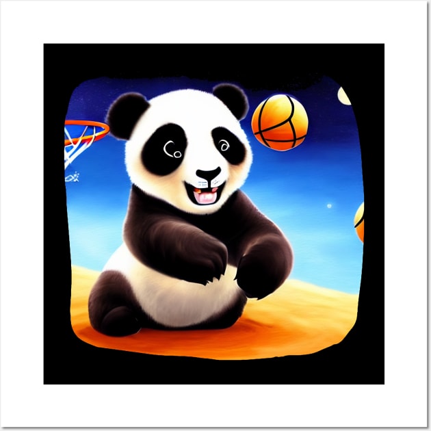 Panda Basketball on Mars Wall Art by Suga Collection